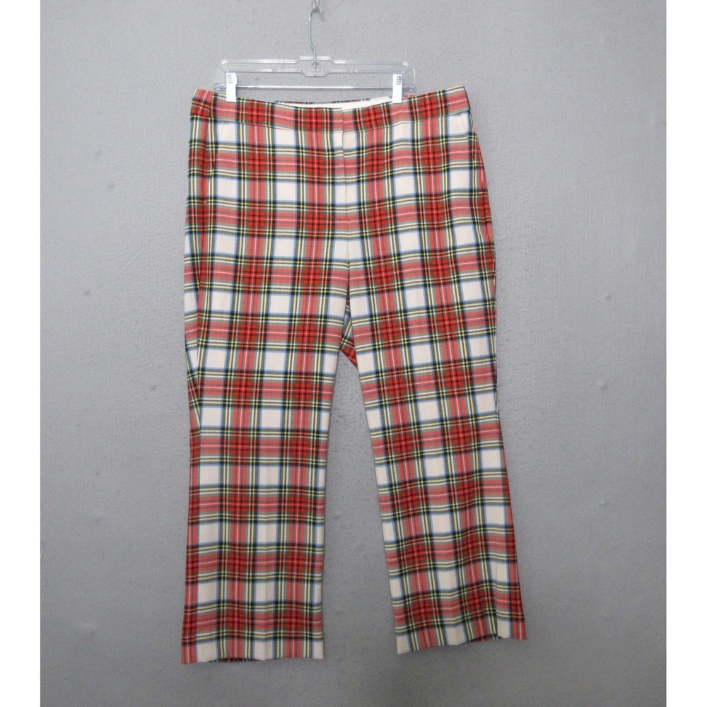 J.Crew Pants 16 Red Plaid Stewart Tartan Willa Crop Flare Straight Leg‎ Holiday